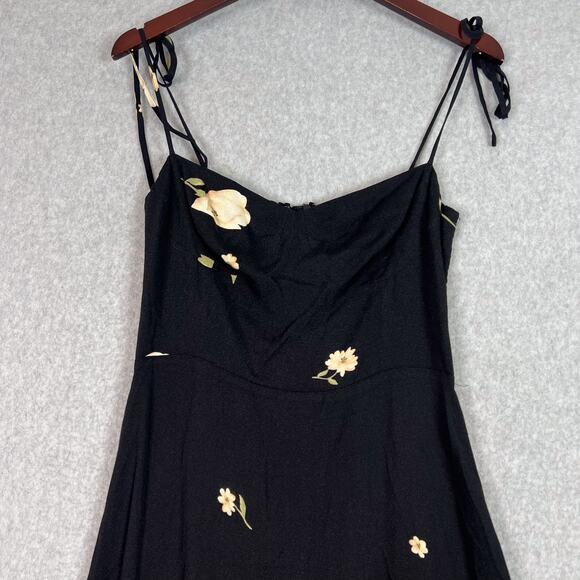 Reformation Black Floral Saldana Midi Sundress in Kiara Size 8 - Picture 3 of 11